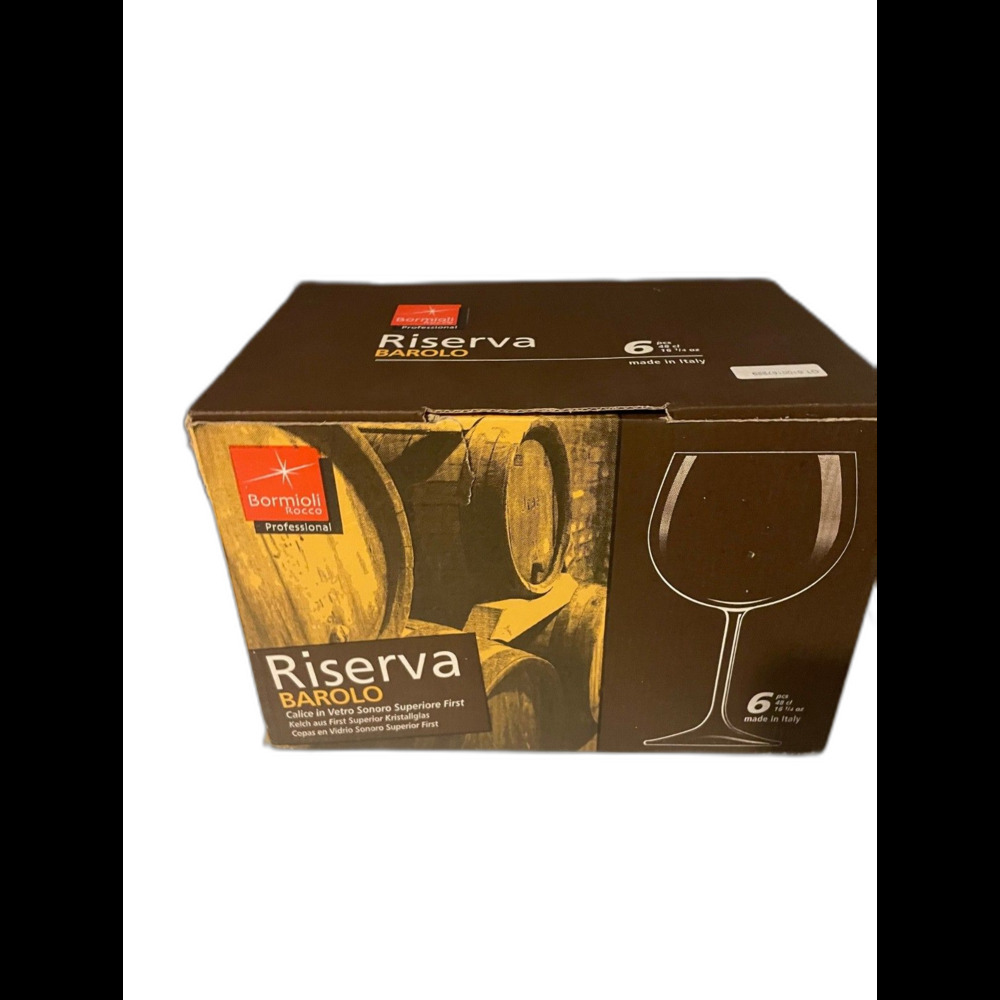 Riserva Barolo wine glasses set of six in box with logo